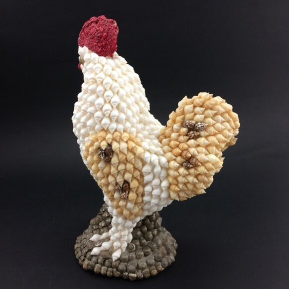 Shell Art Rooster Chicken Figurine Handmade Kitchen Home Decor - Picture 5 of 16